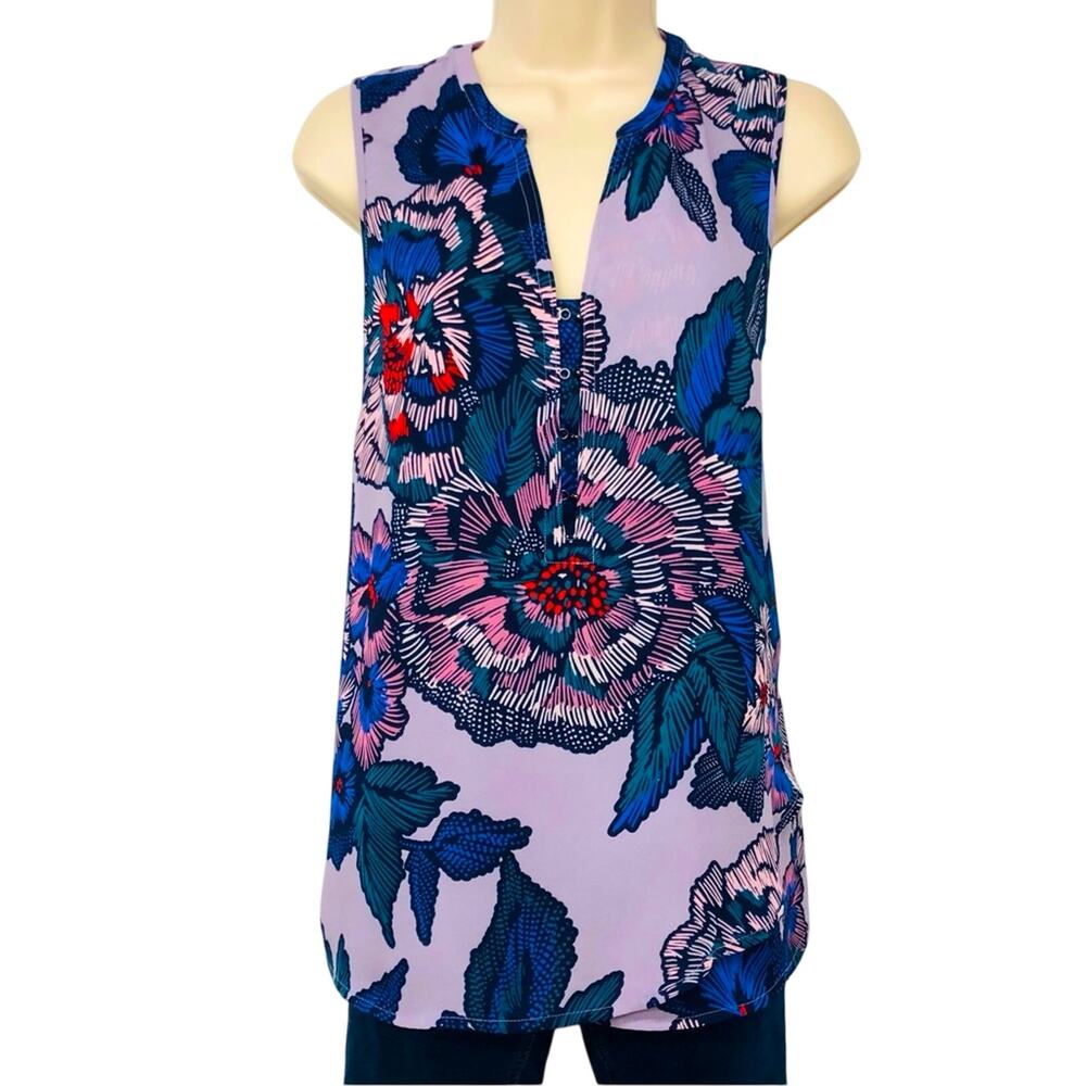 Maurices Purple Swirl Flower Print Sleeveless Top